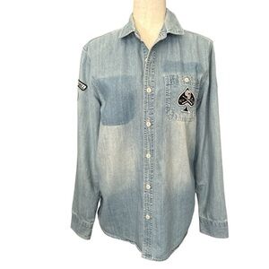 Utility Supplies Blue Denim Embellished Shirt Size S